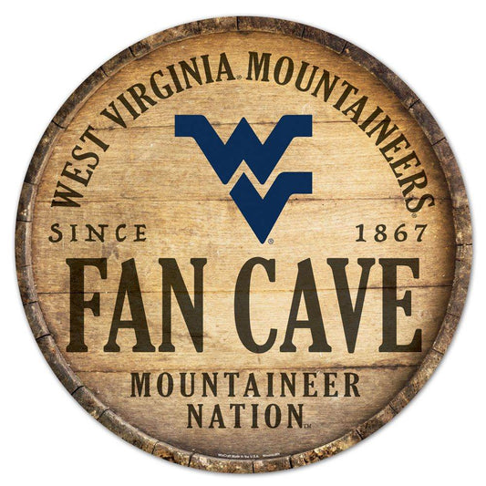 West Virginia Mountaineers Wood Sign 14 Inch Barrel Top - ToylandEU