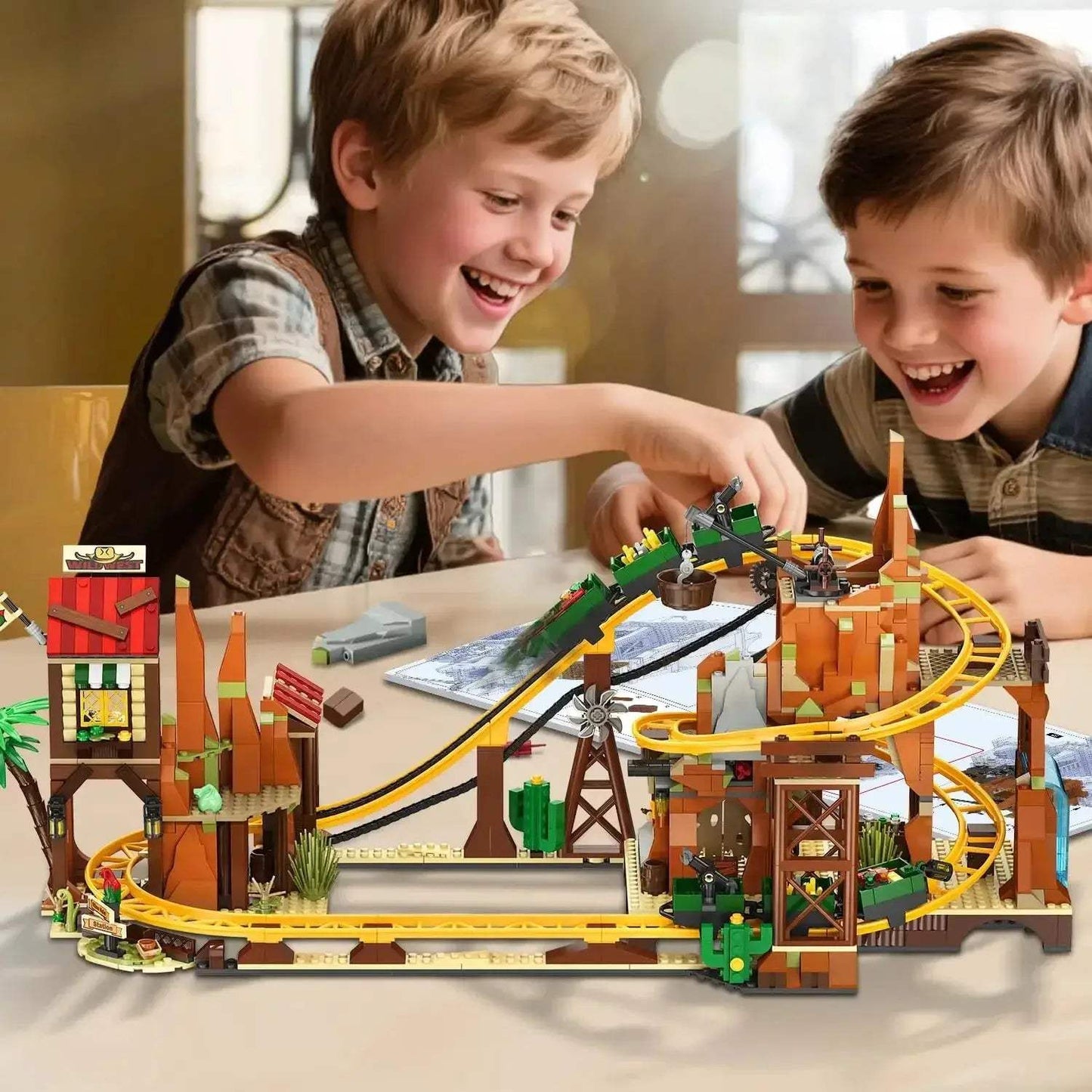 Western Roller Coaster Building Set With Mine Train Chain Drive - ToylandEU