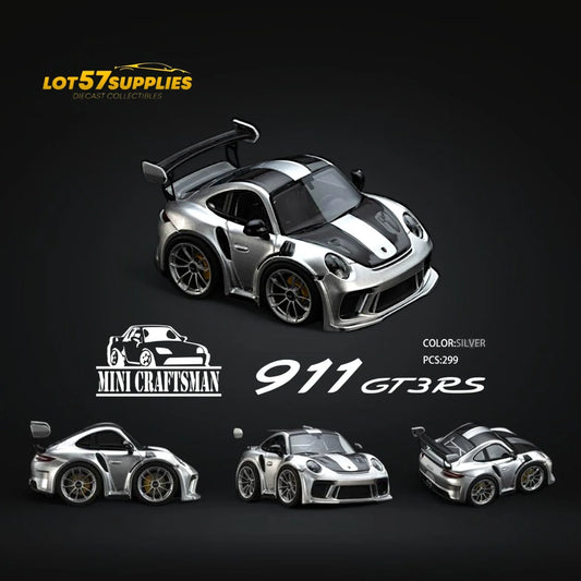 MINICRAFTSMAN 911 GT3 RS Egg Cart SILVER Limited to 299 PCS 1:64 Resin - ToylandEU