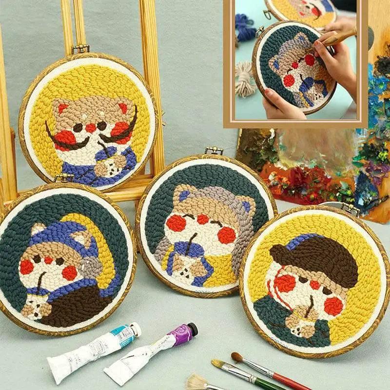  Whimsical Cartoon Punch Needle Embroidery Kit for Creative Home Decor -  ToylandEU™