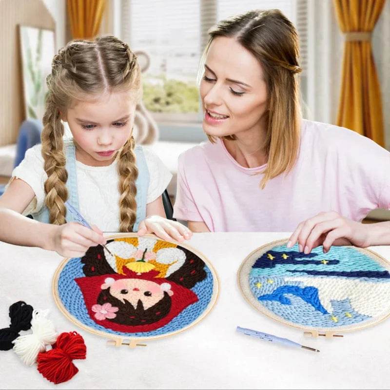 Whimsical Cartoon Punch Needle Embroidery Kit for Creative Home Decor - ToylandEU