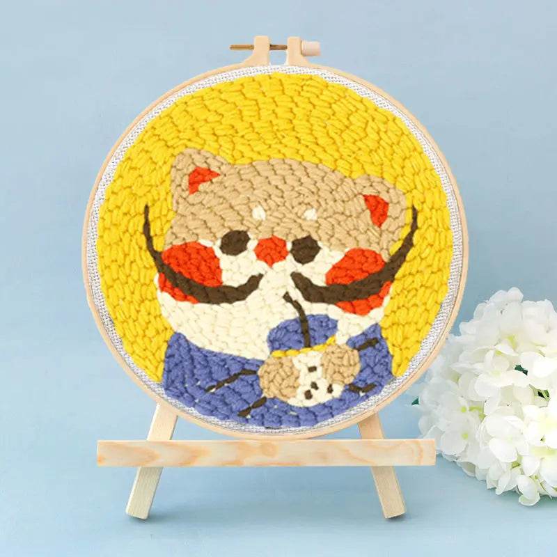 Whimsical Cartoon Punch Needle Embroidery Kit for Creative Home Decor - ToylandEU