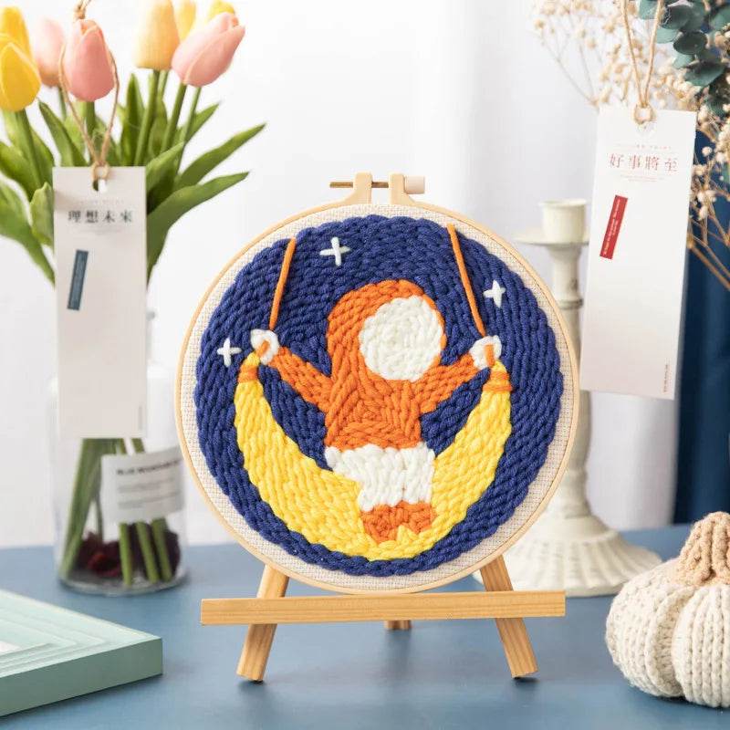 Whimsical Cartoon Punch Needle Embroidery Kit for Creative Home Decor - ToylandEU