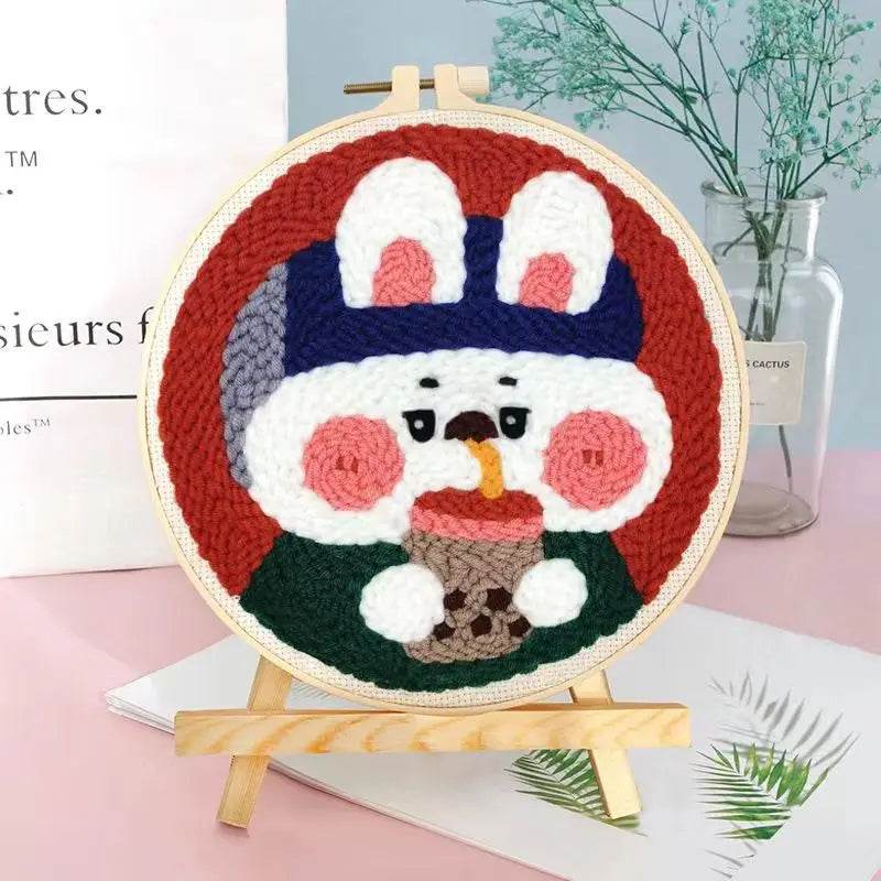 Whimsical Cartoon Punch Needle Embroidery Kit for Creative Home Decor - ToylandEU