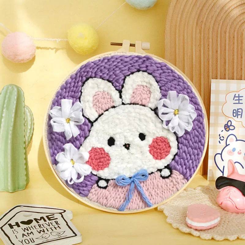 Whimsical Cartoon Punch Needle Embroidery Kit for Creative Home Decor - ToylandEU