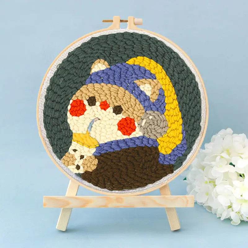 Whimsical Cartoon Punch Needle Embroidery Kit for Creative Home Decor - ToylandEU