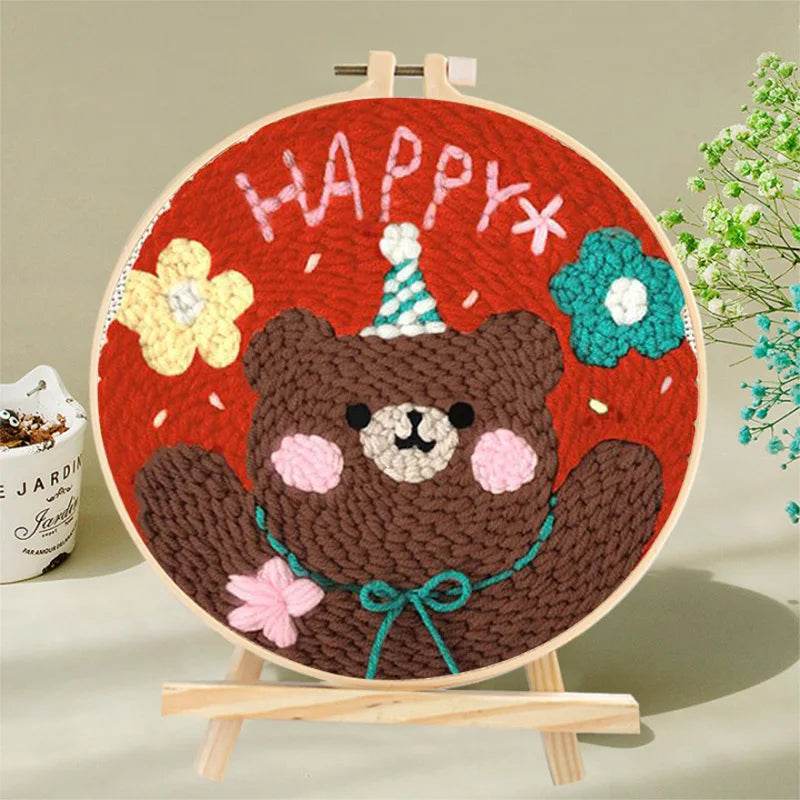 Whimsical Cartoon Punch Needle Embroidery Kit for Creative Home Decor - ToylandEU