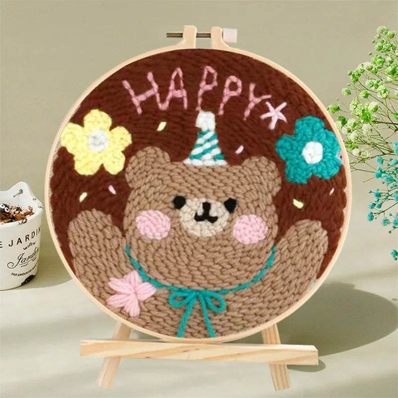 Whimsical Cartoon Punch Needle Embroidery Kit for Creative Home Decor - ToylandEU