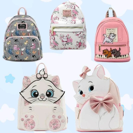 Whimsical Floral Allover Print Mini Backpack With Double Straps And Pink Bow Featuring Aristocats Marie For Women - ToylandEU