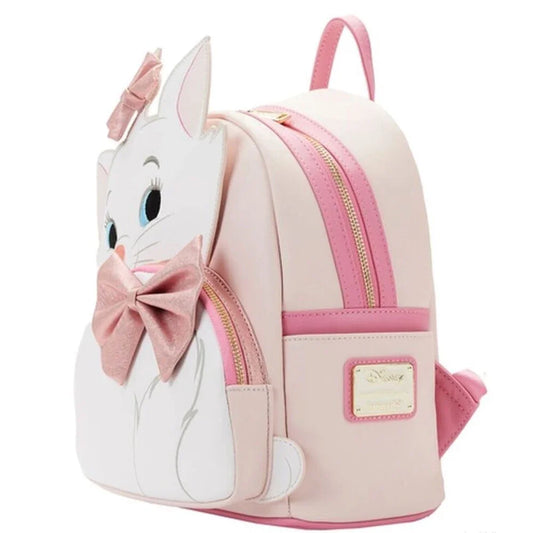 Whimsical Floral Allover Print Mini Backpack With Double Straps And Pink Bow Featuring Aristocats Marie For Women - ToylandEU