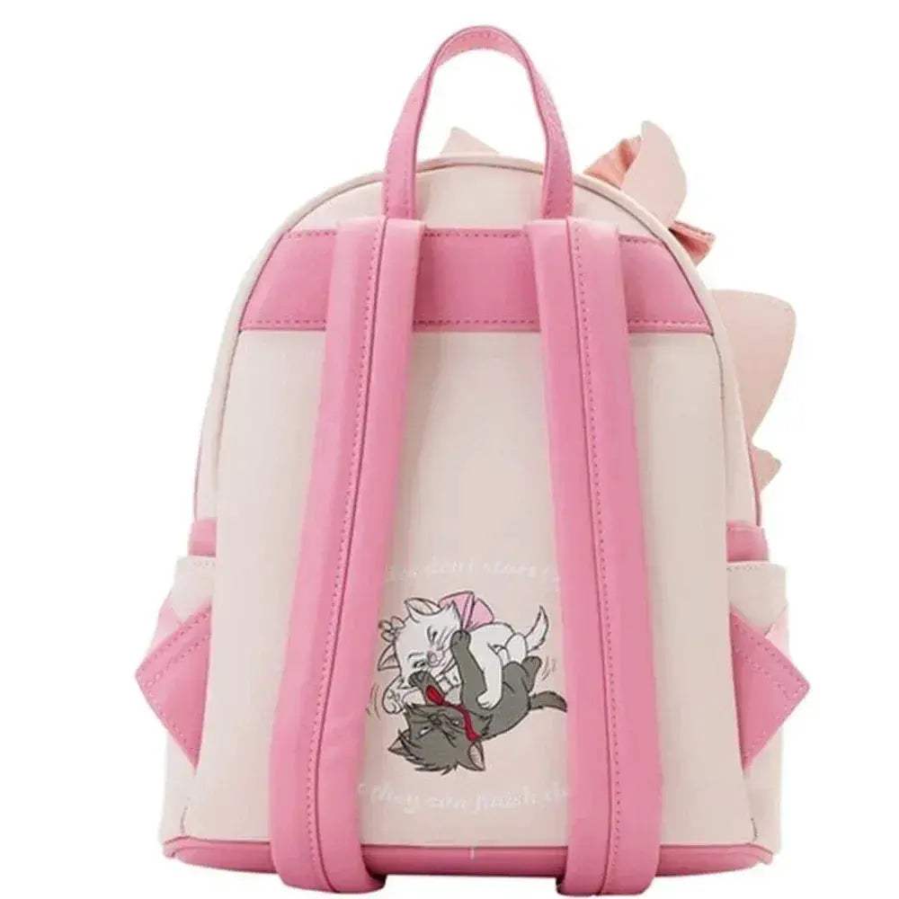 Whimsical Floral Allover Print Mini Backpack With Double Straps And Pink Bow Featuring Aristocats Marie For Women - ToylandEU