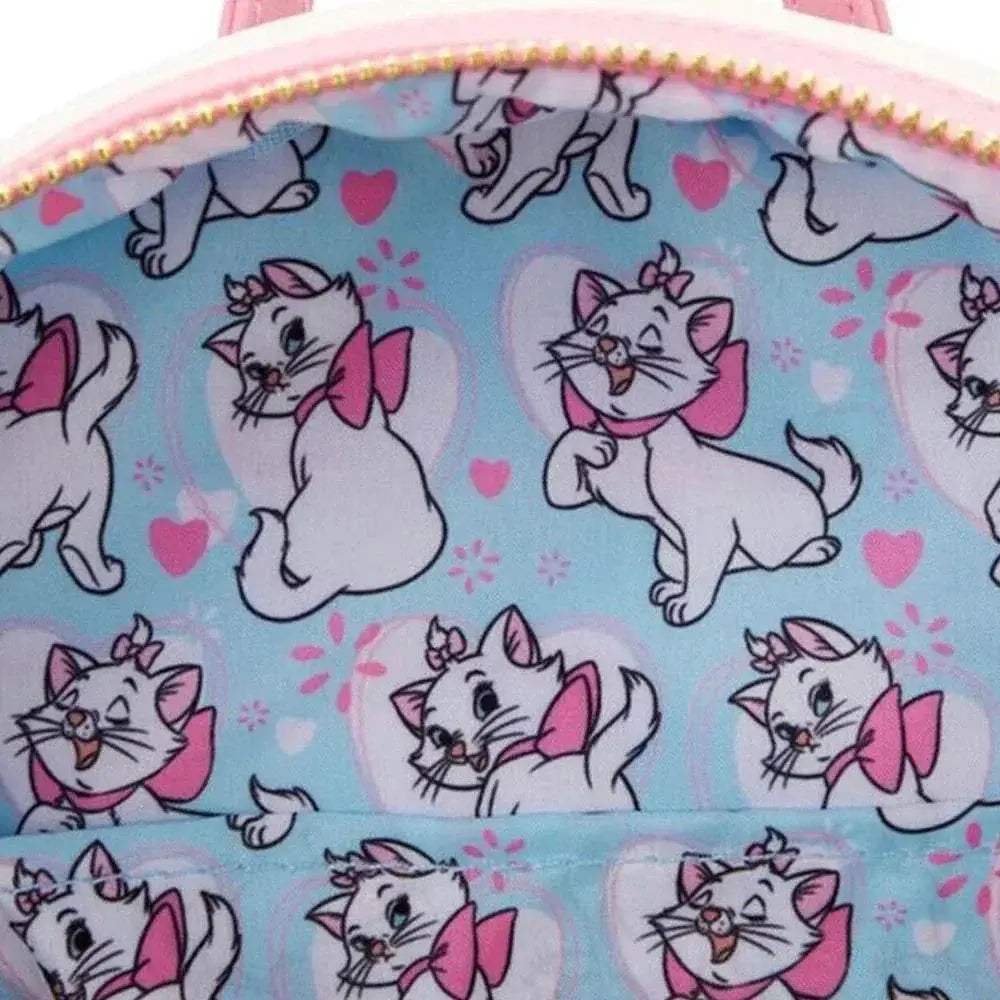 Whimsical Floral Allover Print Mini Backpack With Double Straps And Pink Bow Featuring Aristocats Marie For Women - ToylandEU