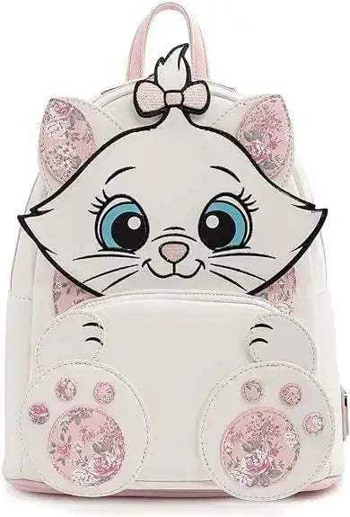 Whimsical Floral Allover Print Mini Backpack With Double Straps And Pink Bow Featuring Aristocats Marie For Women - ToylandEU