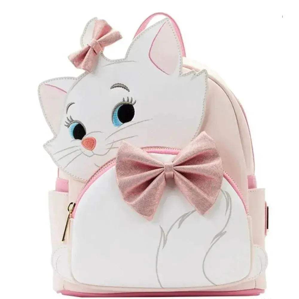 Whimsical Floral Allover Print Mini Backpack With Double Straps And Pink Bow Featuring Aristocats Marie For Women - ToylandEU