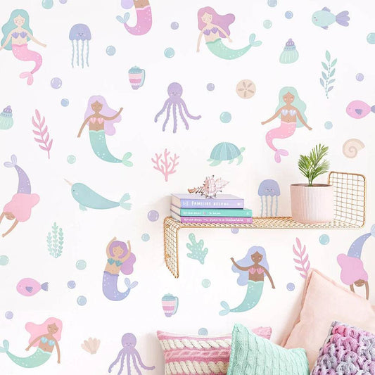 Whimsical Mermaid Wall Stickers Underwater World For Girls - ToylandEU