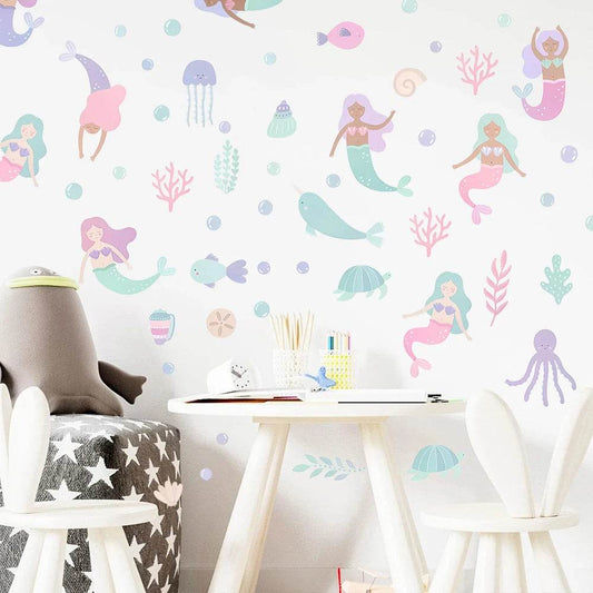 Whimsical Mermaid Wall Stickers Underwater World For Girls - ToylandEU