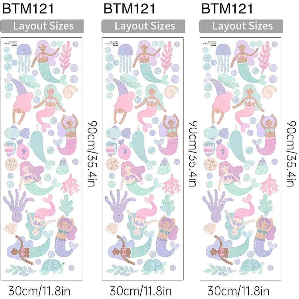 Whimsical Mermaid Wall Stickers Underwater World For Girls - ToylandEU