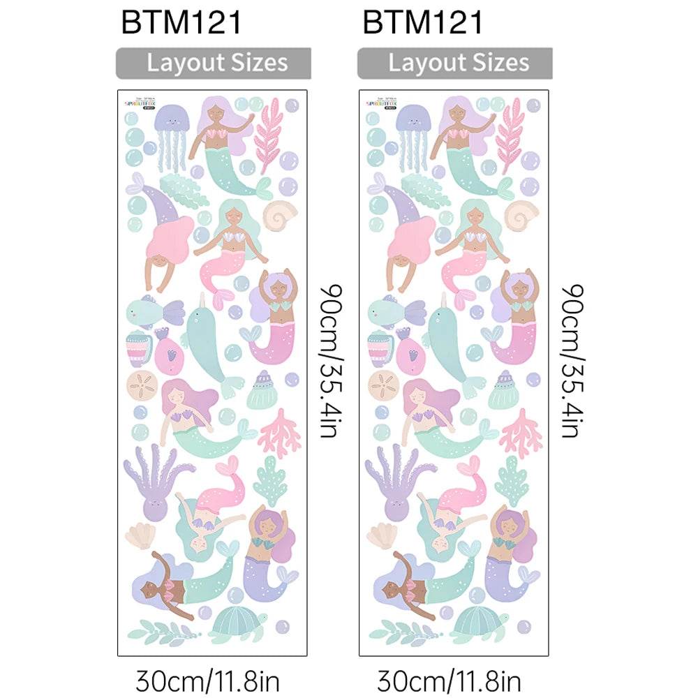 Whimsical Mermaid Wall Stickers Underwater World For Girls - ToylandEU