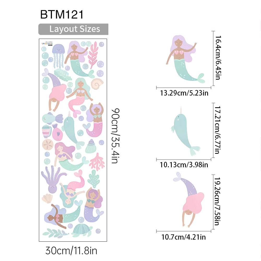 Whimsical Mermaid Wall Stickers Underwater World For Girls - ToylandEU