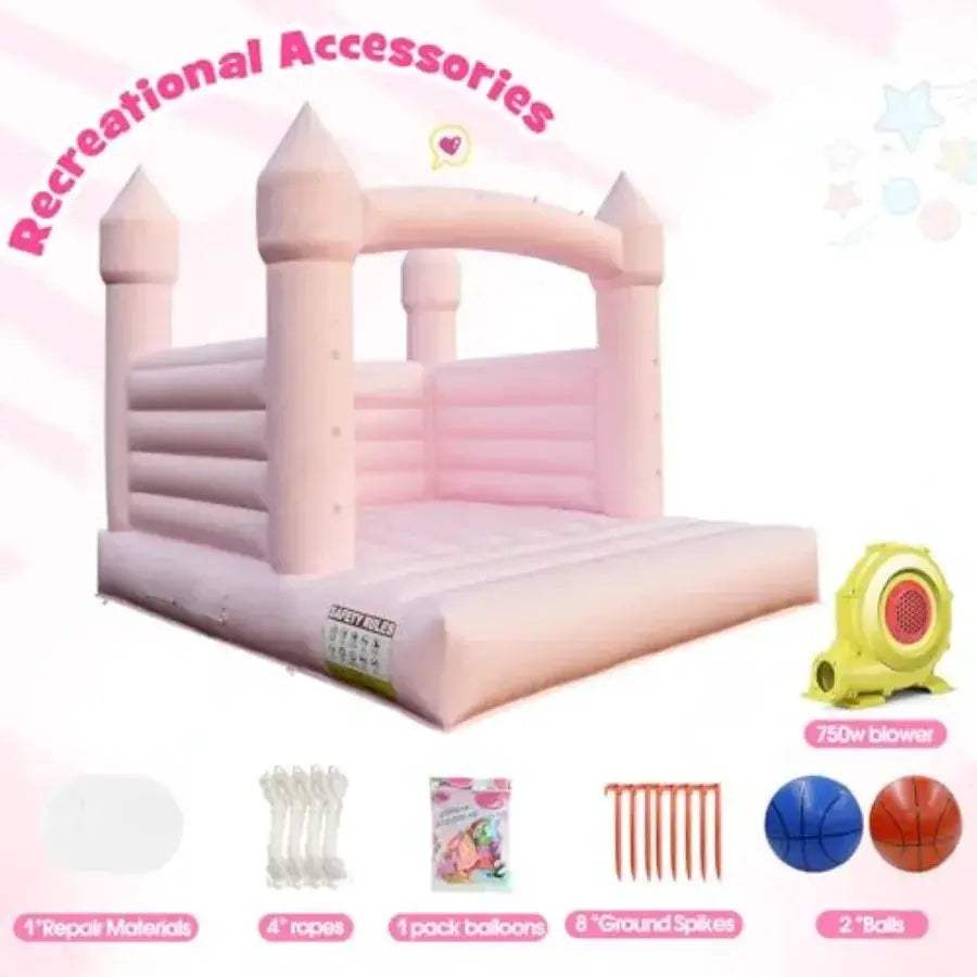 White 13.8Ft Inflatable Bounce House With Heavy Duty 750W Blower - ToylandEU