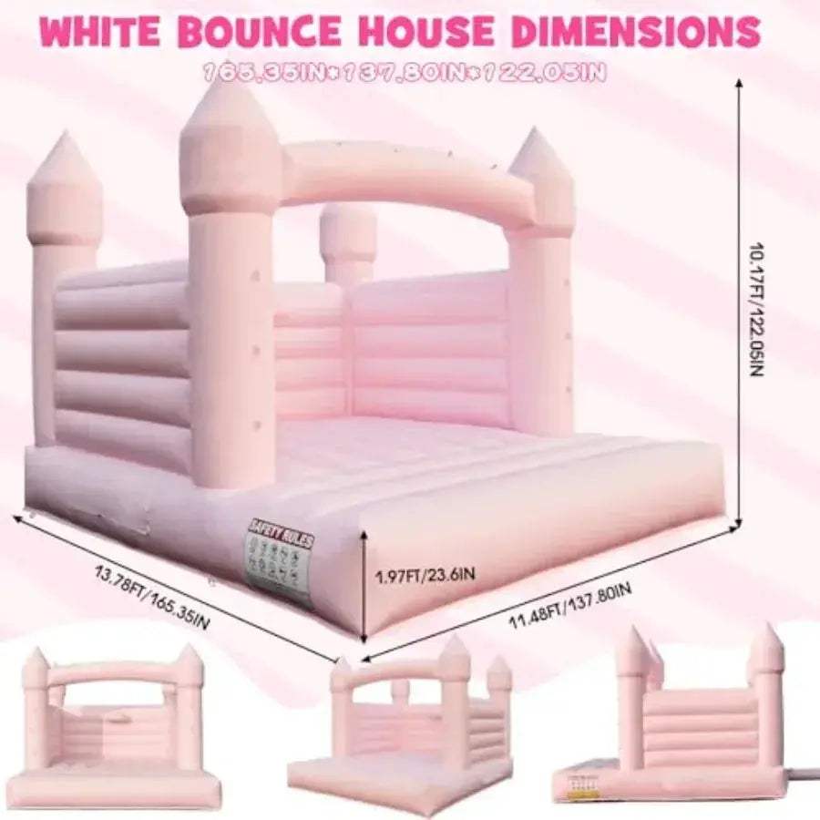 White 13.8Ft Inflatable Bounce House With Heavy Duty 750W Blower - ToylandEU