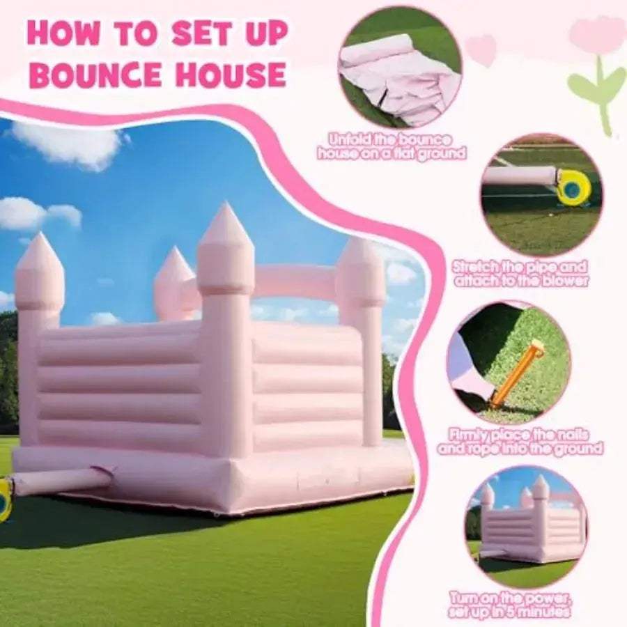 White 13.8Ft Inflatable Bounce House With Heavy Duty 750W Blower - ToylandEU