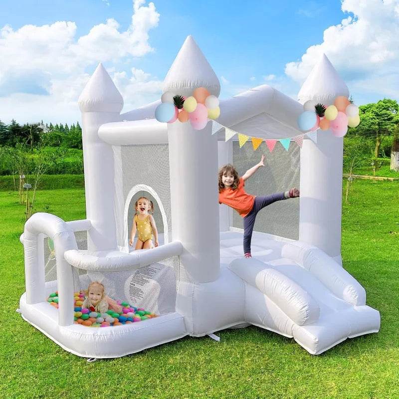 White Bounce House 840D Oxford Cloth Castle Bouncy House - ToylandEU