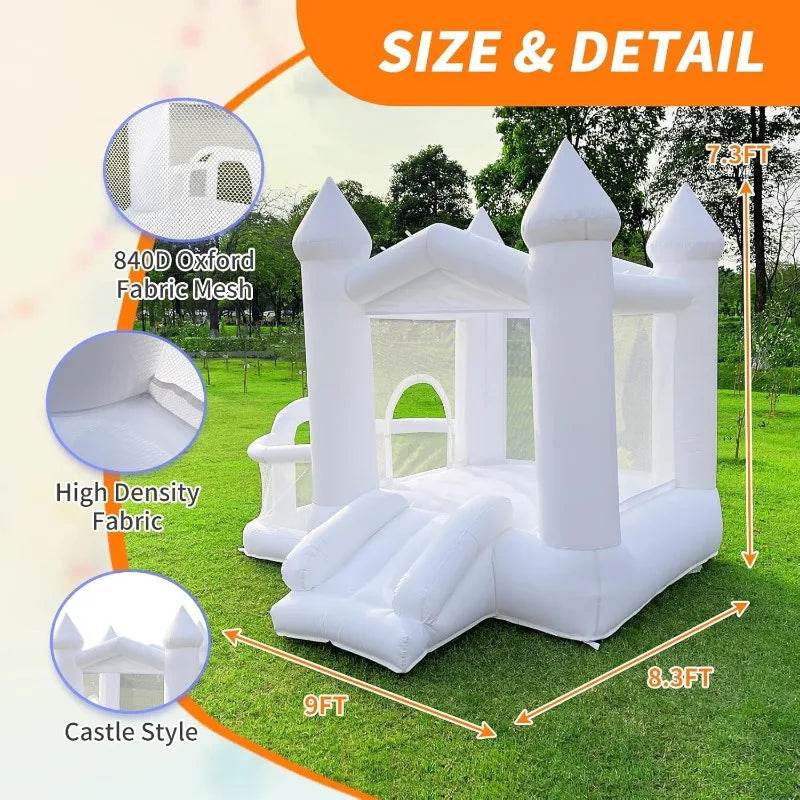 White Bounce House 840D Oxford Cloth Castle Bouncy House - ToylandEU