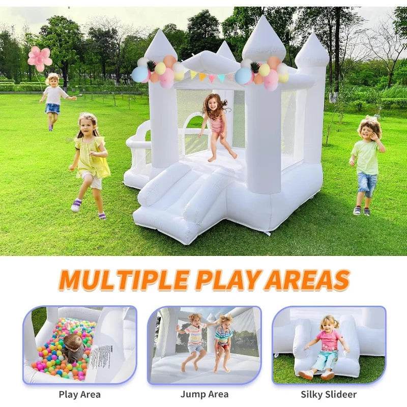 White Bounce House 840D Oxford Cloth Castle Bouncy House - ToylandEU