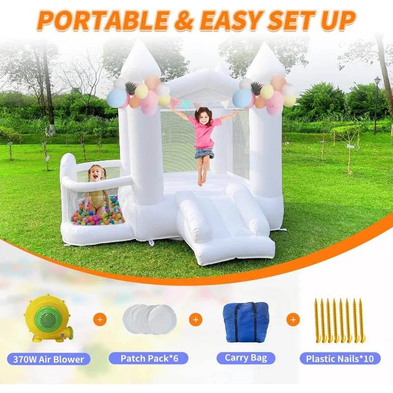 White Bounce House 840D Oxford Cloth Castle Bouncy House - ToylandEU