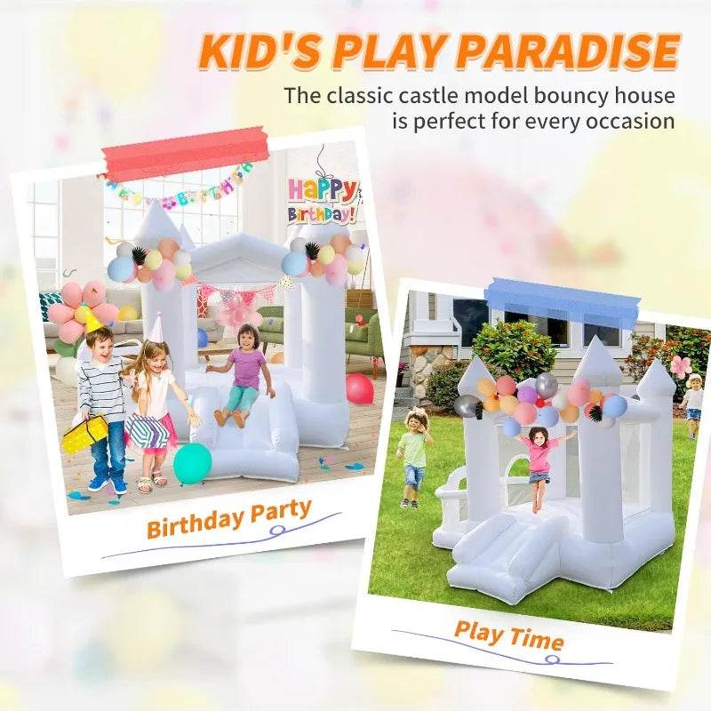 White Bounce House 840D Oxford Cloth Castle Bouncy House - ToylandEU