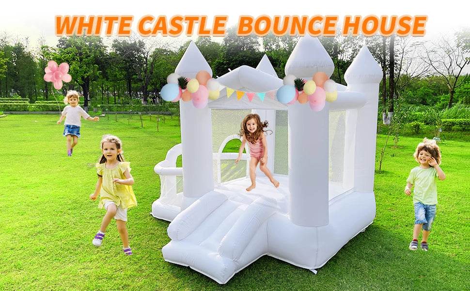 White Bounce House 840D Oxford Cloth Castle Bouncy House - ToylandEU
