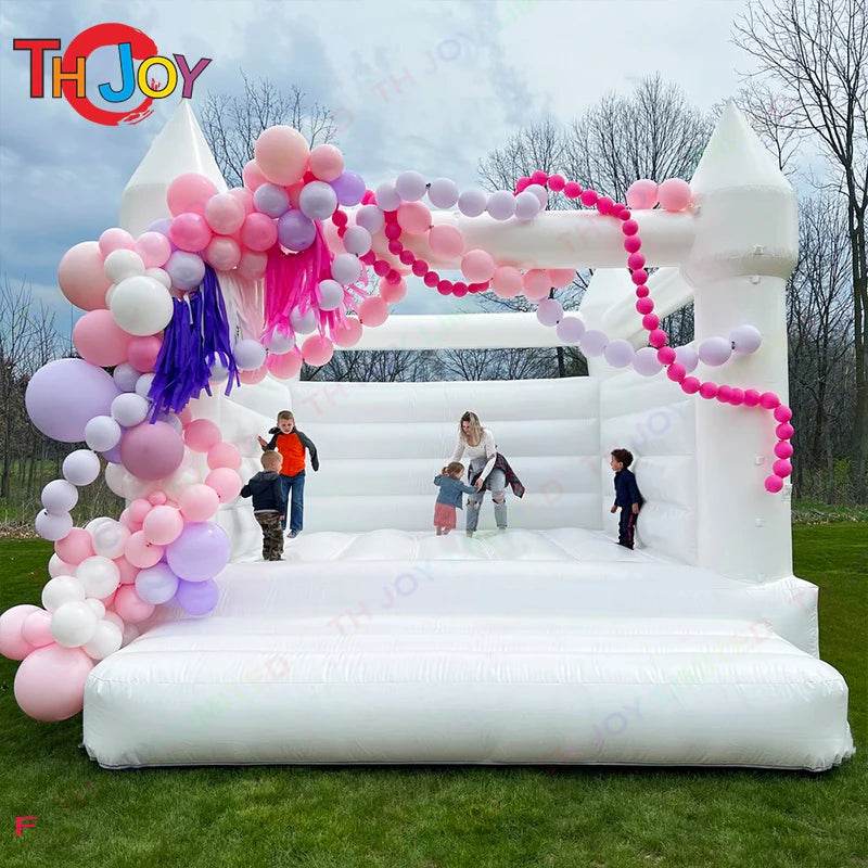 White Bounce House Pink Bouncer Wedding Party Bouncy Castle - ToylandEU