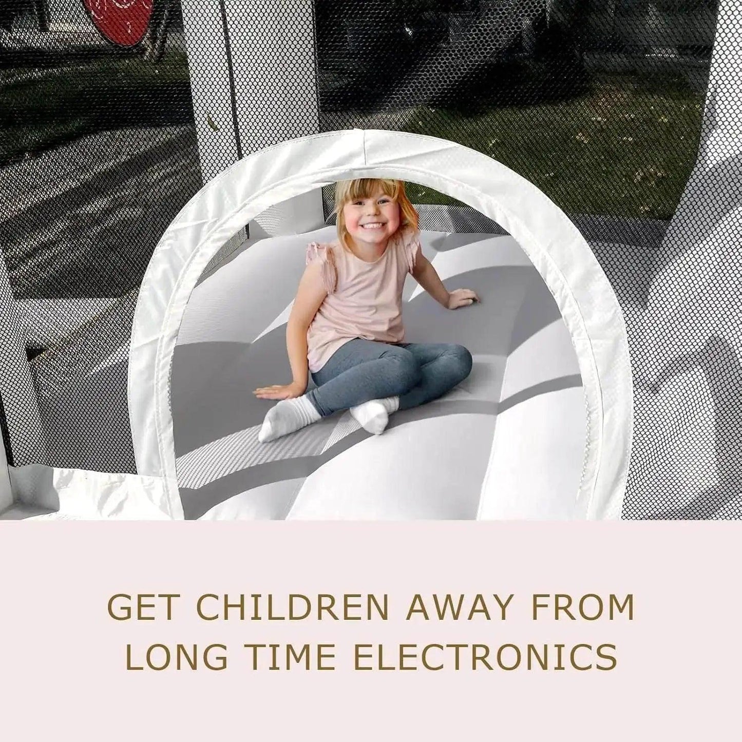  White Bounce House with Blower Kids Ball Pool Family Backyard Bouncy Castle Suitable for Birthday Events Parties Customization -  ToylandEU™