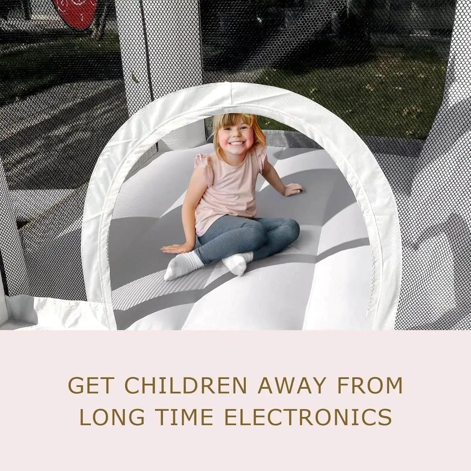  White Bounce House with Blower Kids Ball Pool Family Backyard Bouncy Castle Suitable for Birthday Events Parties Customization -  ToylandEU™