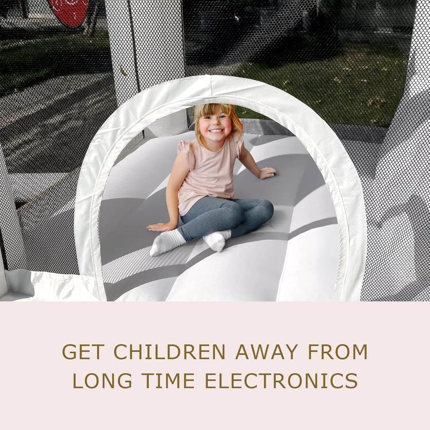 White Bounce House with Blower Kids Ball Pool Family Backyard Bouncy Castle Suitable for Birthday Events Parties Customization - ToylandEU