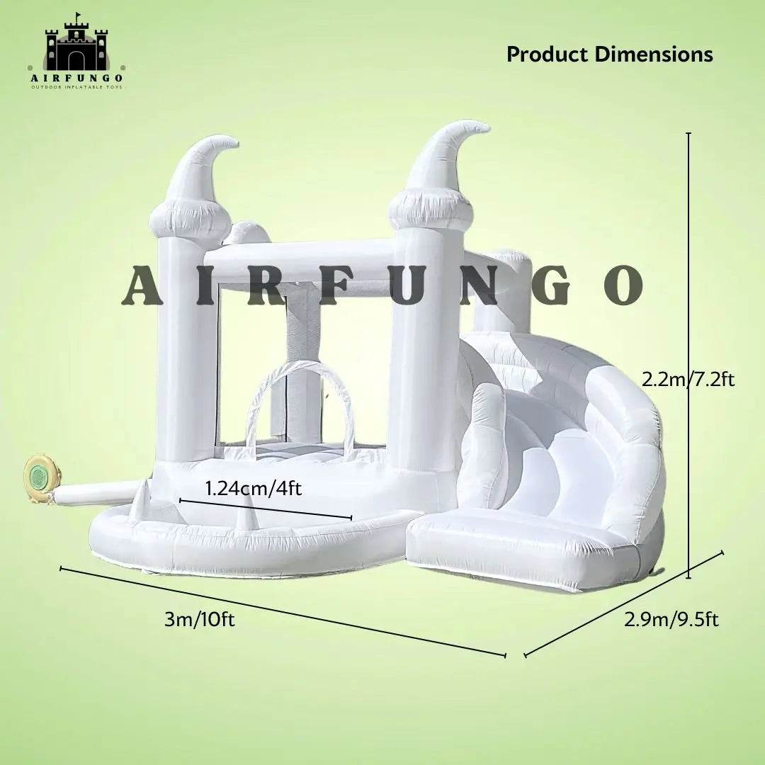 White Bounce House with Blower Kids Ball Pool Family Backyard Bouncy Castle Suitable for Birthday Events Parties Customization - ToylandEU