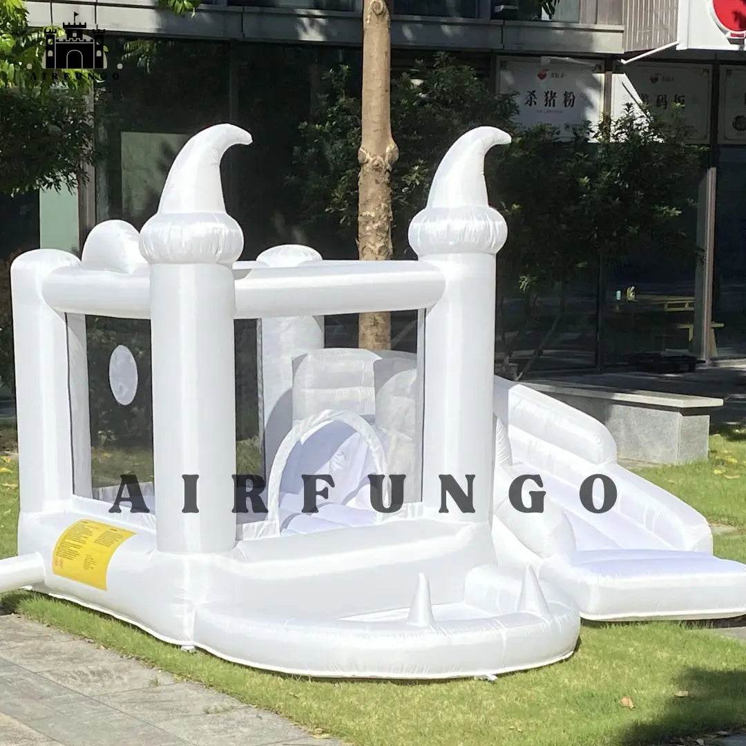 White Bounce House with Blower Kids Ball Pool Family Backyard Bouncy Castle Suitable for Birthday Events Parties Customization - ToylandEU