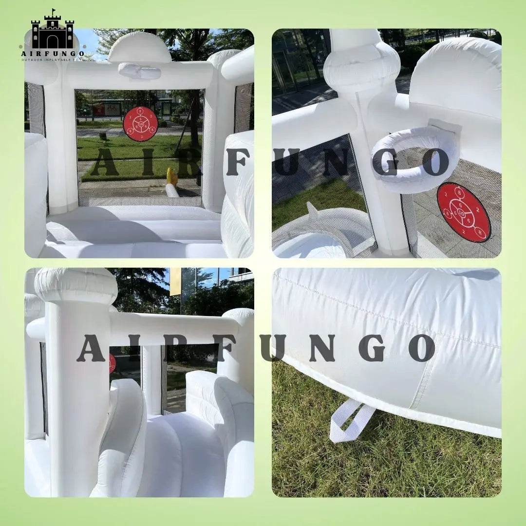 White Bounce House with Blower Kids Ball Pool Family Backyard Bouncy Castle Suitable for Birthday Events Parties Customization - ToylandEU