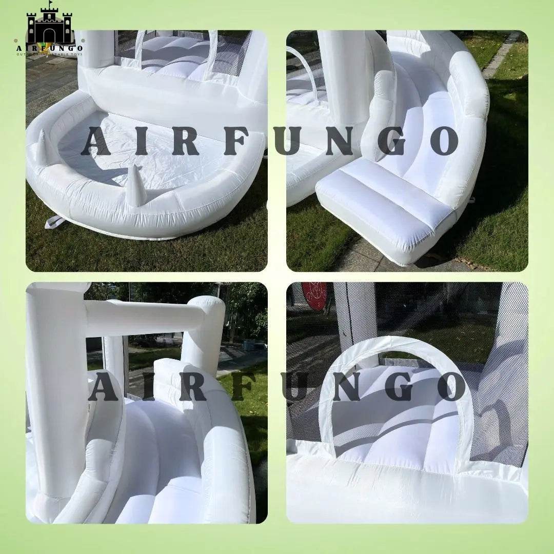 White Bounce House with Blower Kids Ball Pool Family Backyard Bouncy Castle Suitable for Birthday Events Parties Customization - ToylandEU