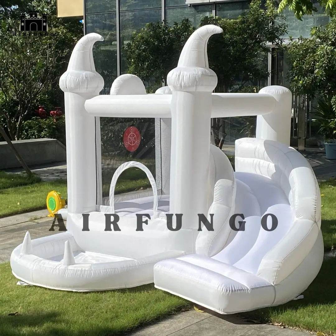 White Bounce House with Blower Kids Ball Pool Family Backyard Bouncy Castle Suitable for Birthday Events Parties Customization - ToylandEU