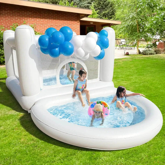  White Bounce House with Pump Kids Ball Pit Playhouse -  ToylandEU™