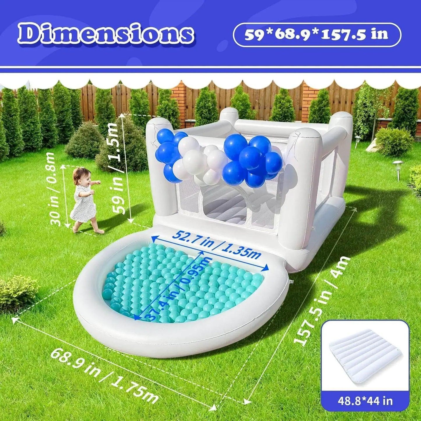  White Bounce House with Pump Kids Ball Pit Playhouse -  ToylandEU™