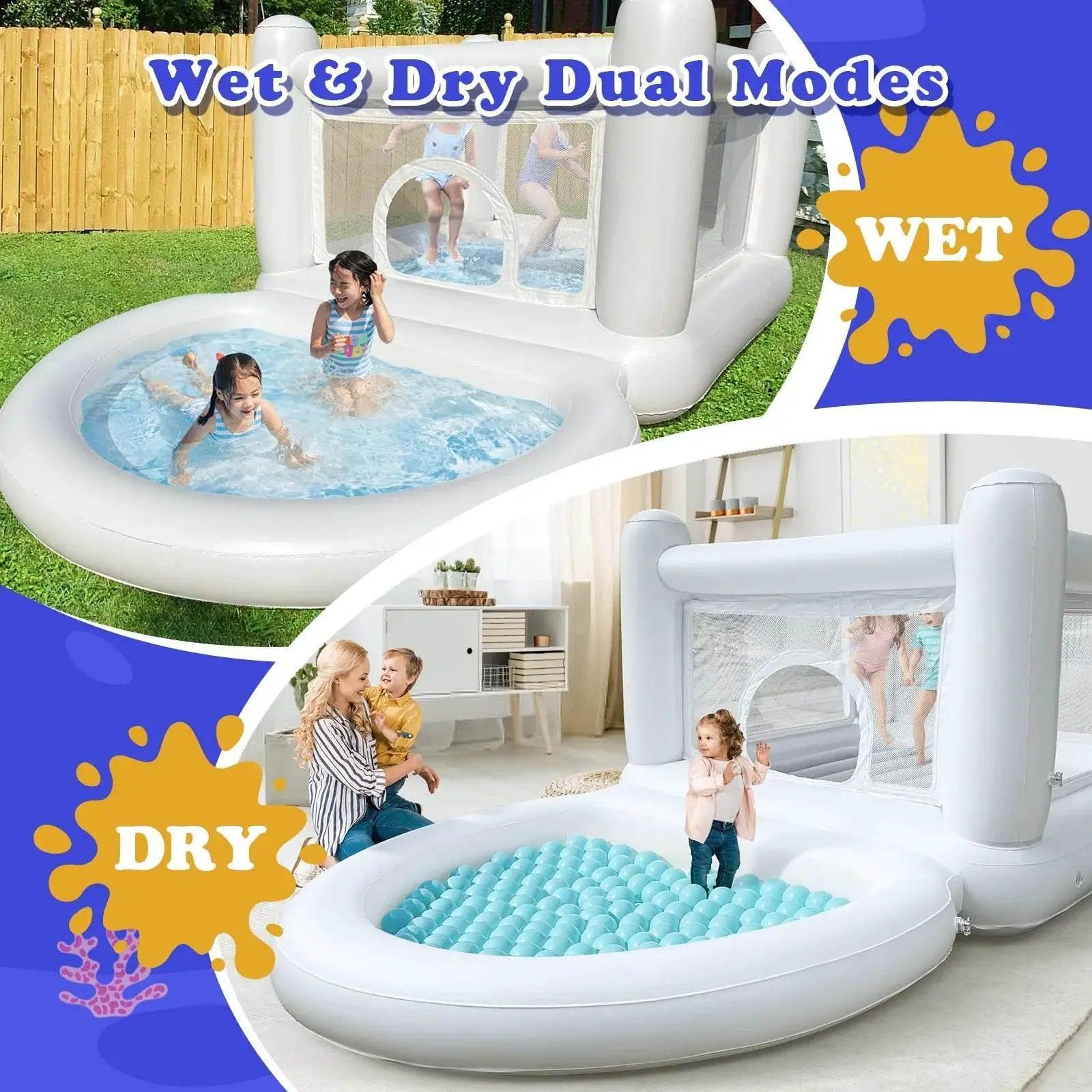  White Bounce House with Pump Kids Ball Pit Playhouse -  ToylandEU™