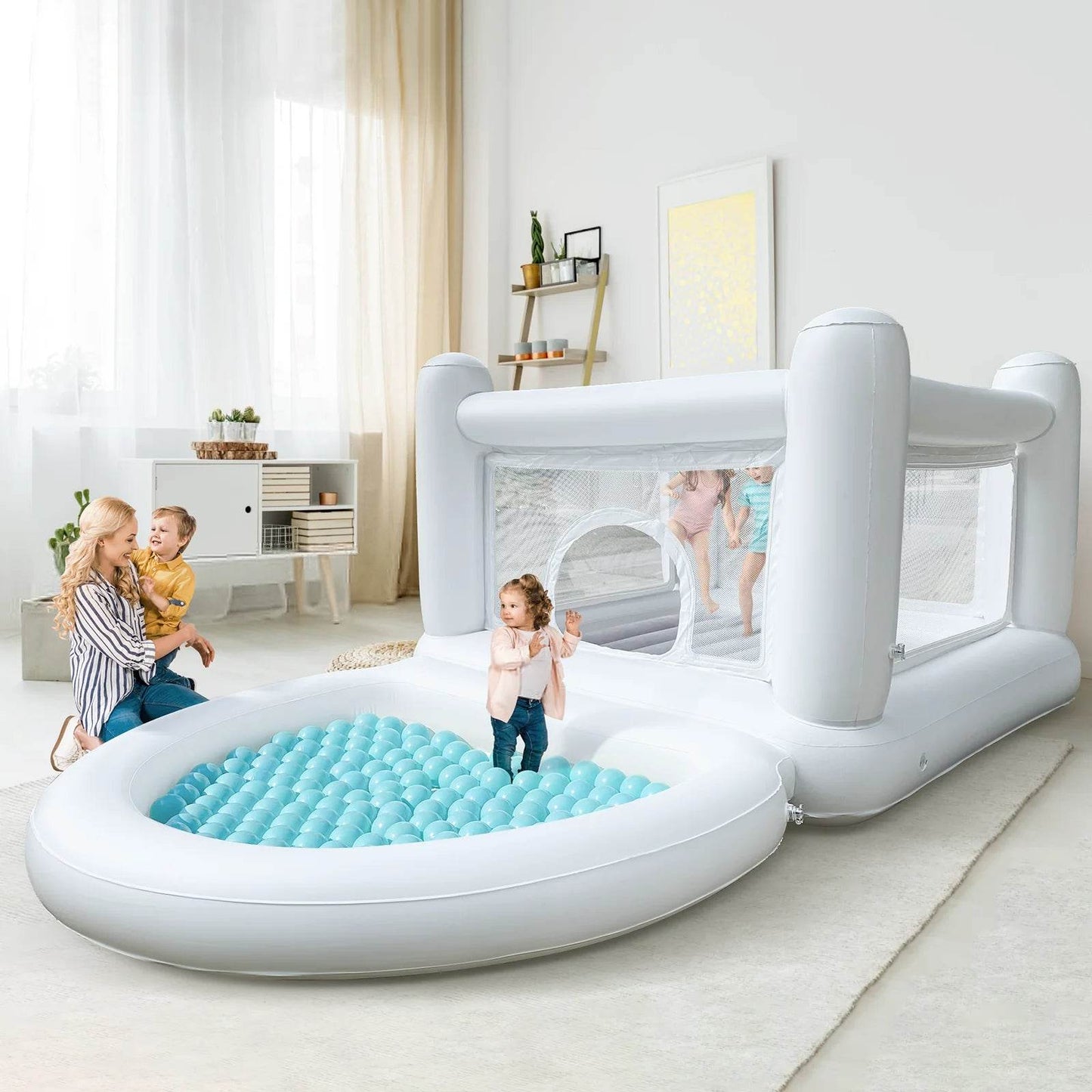 White Bounce House with Pump Kids Ball Pit Playhouse - ToylandEU