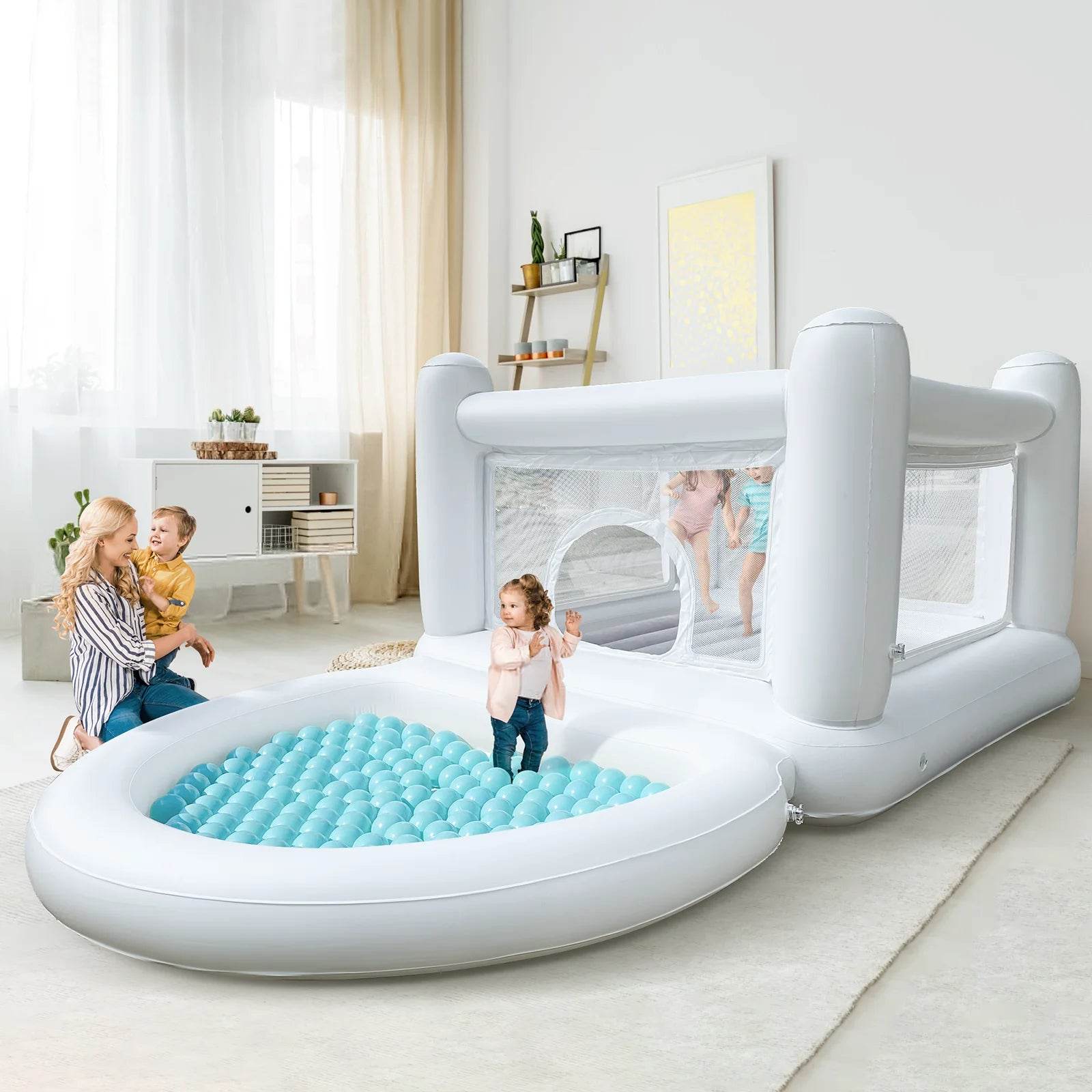 White Bounce House with Pump Kids Ball Pit Playhouse - ToylandEU