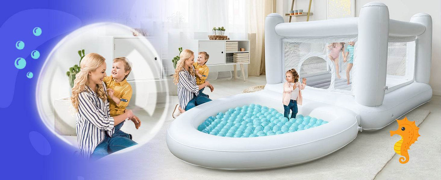 White Bounce House with Pump Kids Ball Pit Playhouse - ToylandEU