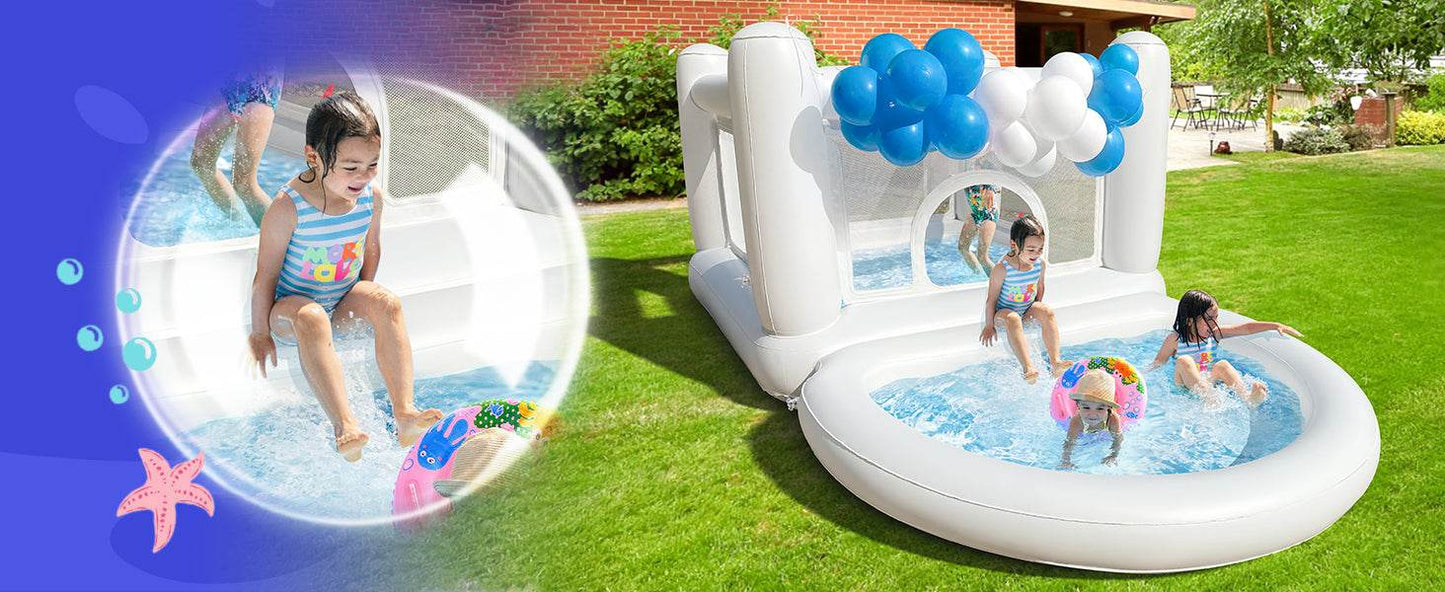 White Bounce House with Pump Kids Ball Pit Playhouse - ToylandEU