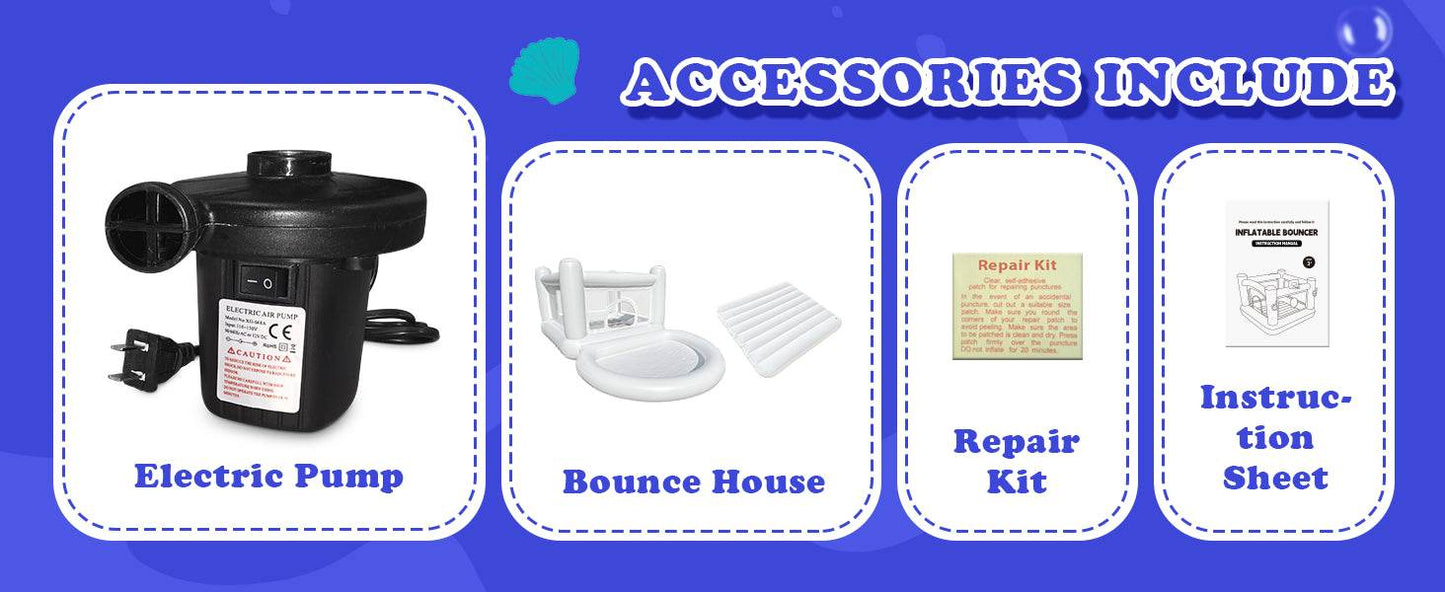 White Bounce House with Pump Kids Ball Pit Playhouse - ToylandEU