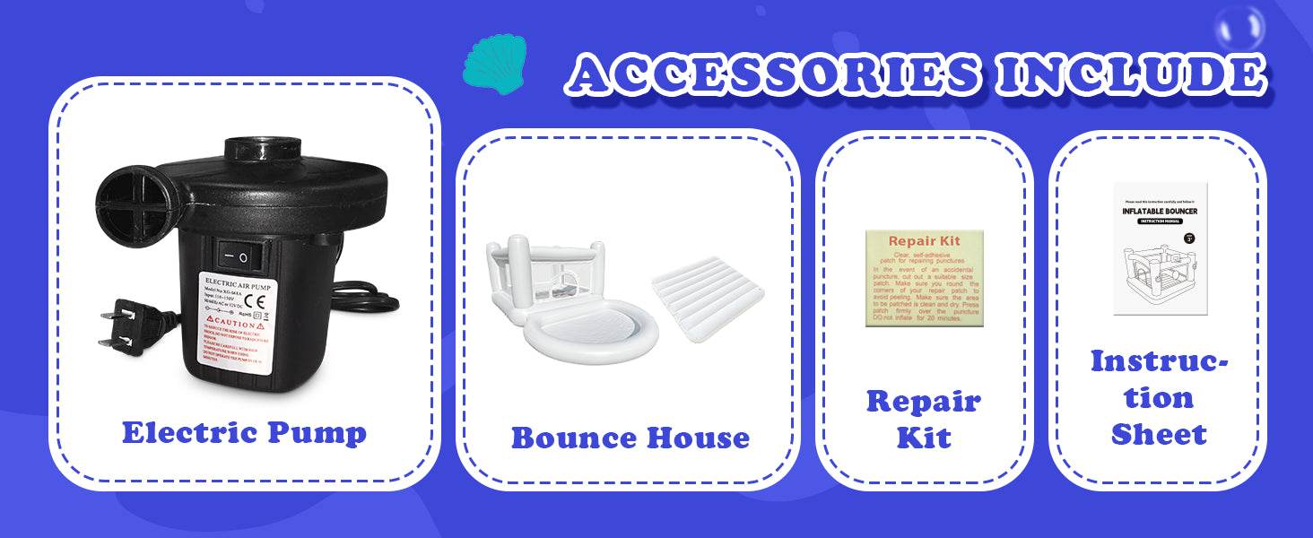 White Bounce House with Pump Kids Ball Pit Playhouse - ToylandEU